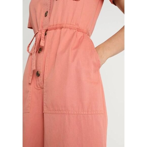 Madewell Utility Crop Jumpsuit Dried Coral Pink Womens 2 Wide-Leg Short Sleeve - Picture 11 of 12